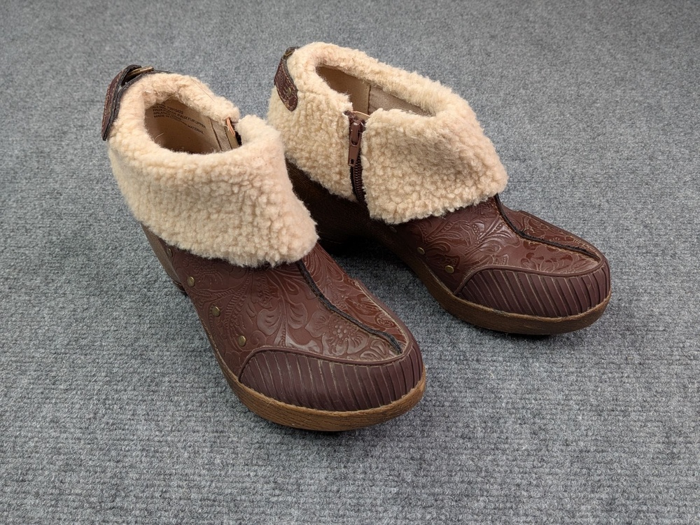 J-41 Adventure On Boots Womens 7.5 Brown Madrid Faux Fur Shearling Ankle Zip